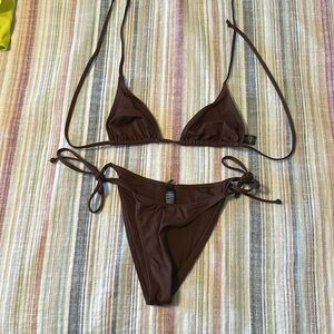 SKIMS chocolate brown 2 piece swim suit!